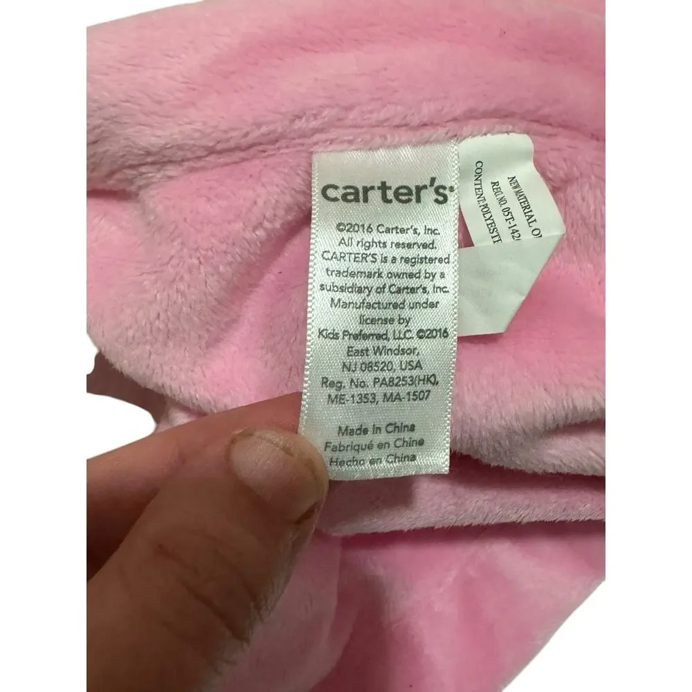 Carters Pink Polka Dot Elephant Lovey Security Blanket Plush Baby 2016 13”x13”